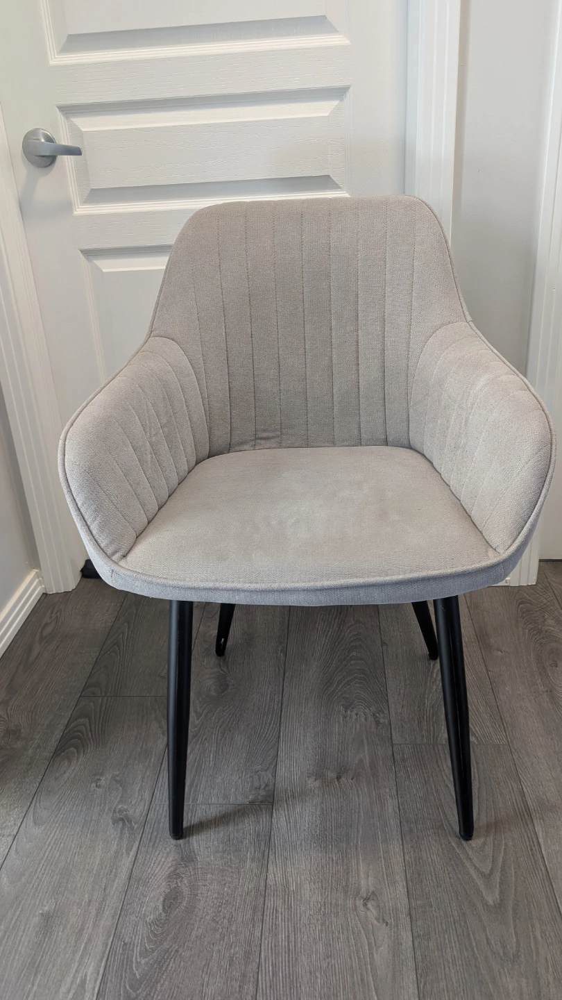 Pair of grey upholstered table height chairs - photo 3