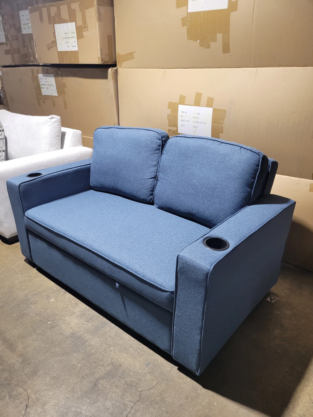 Blue Sofa Bed with Cup Holders - photo 4