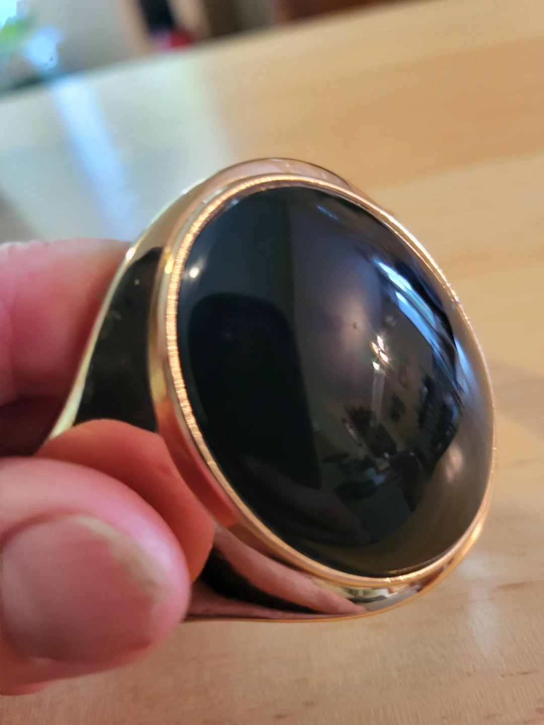 Gold tone cuff bracelet with black stone accent - photo 5