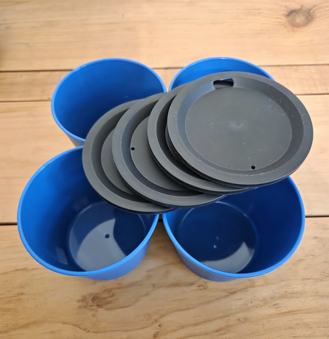 4 New Small Camping Cups Mugs + Lids – Lightweight & Stackable - photo 4