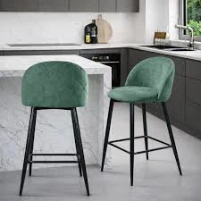 Moden Teal Velvet Metal Frame Counter Height Stool (Set of 2)