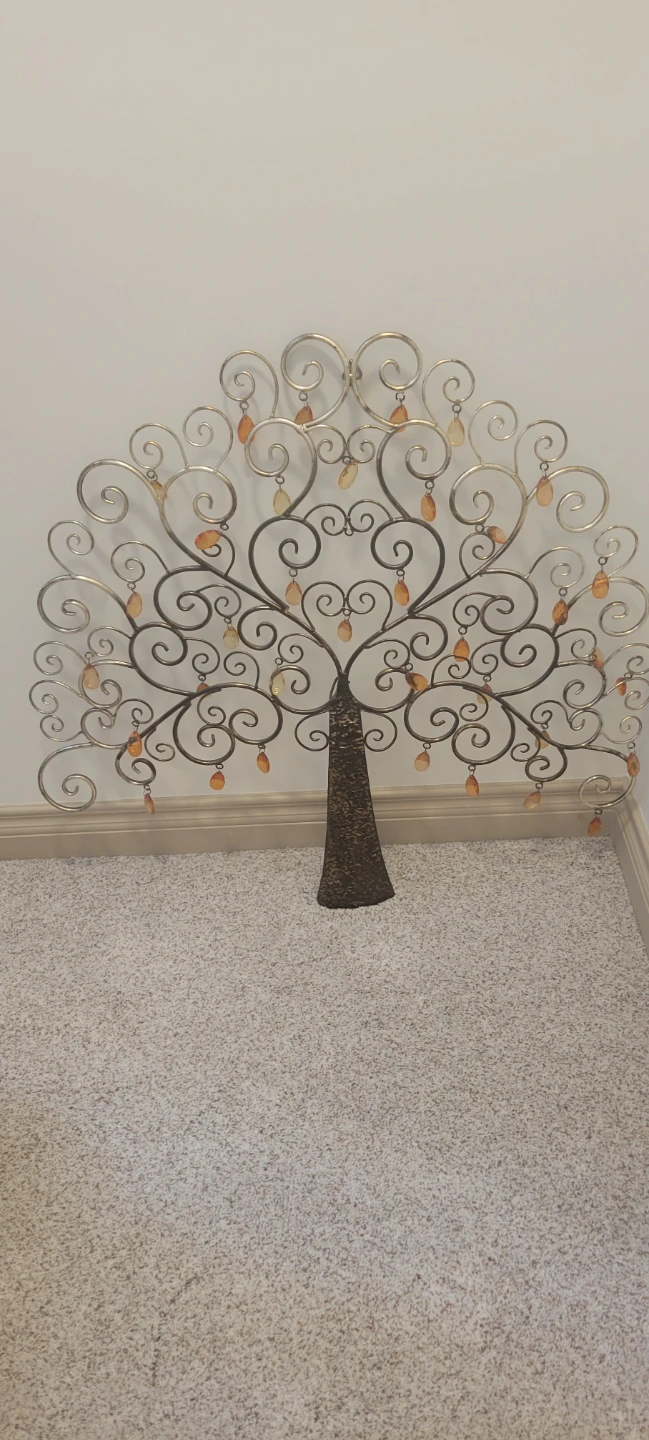 Decorative metal Tree Wall Art with Orange Beads - photo 2