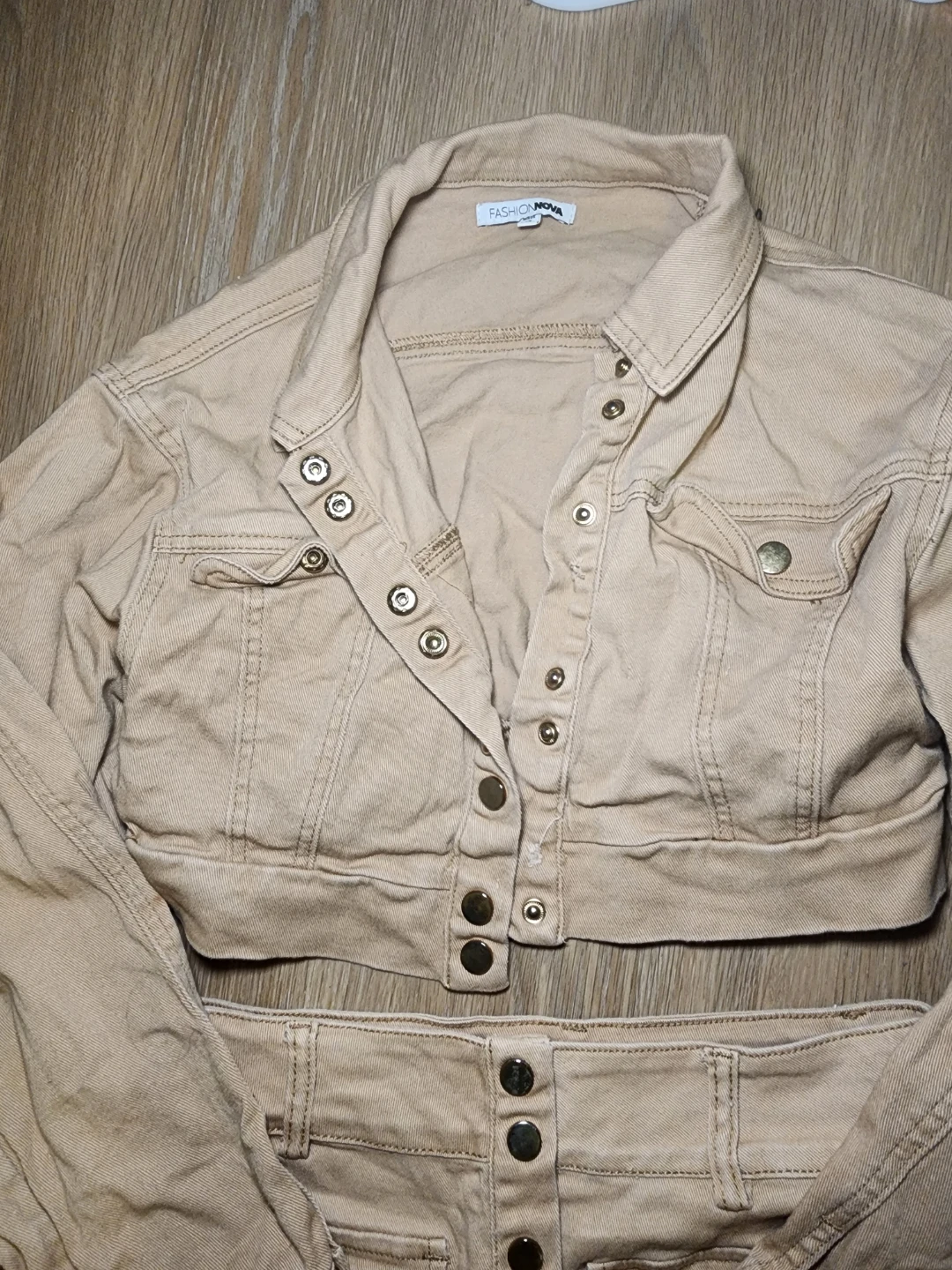 Fashion Nova Tan Denim Jacket and Skirt Set - photo 4