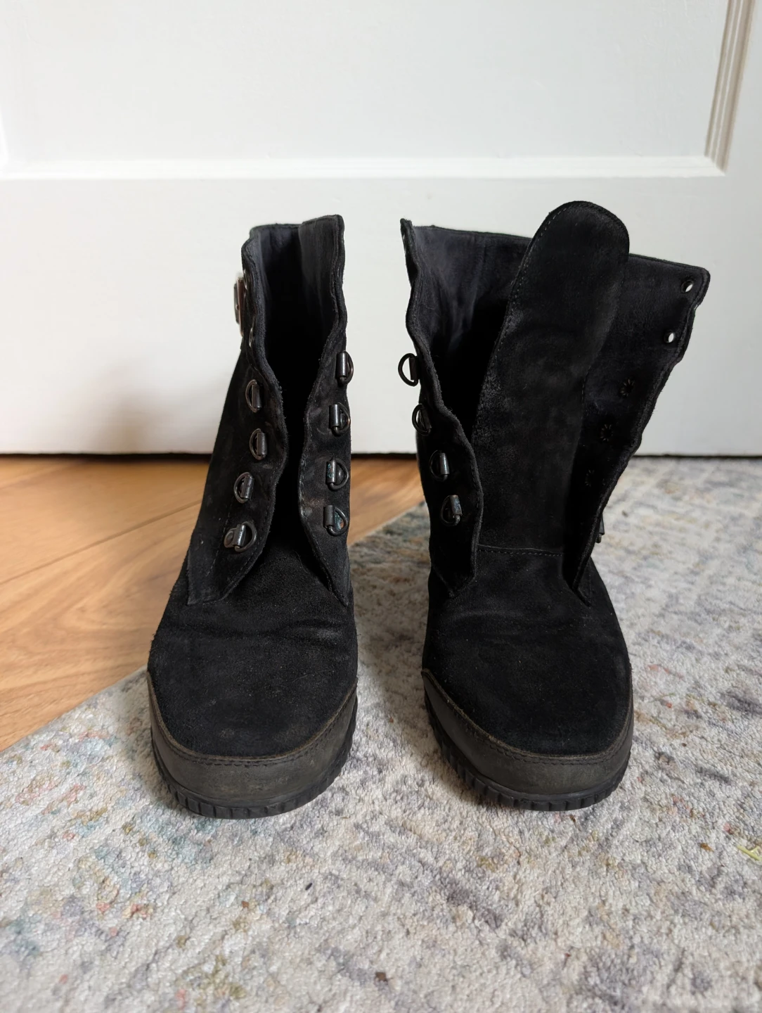 MAG Black Suede Wedge Ankle Boots - photo 2