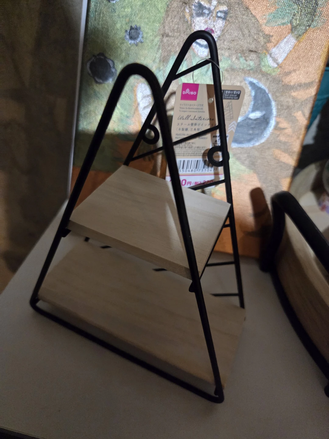 DAISO 2-Tier Metal & Wood Display Shelf - photo 2