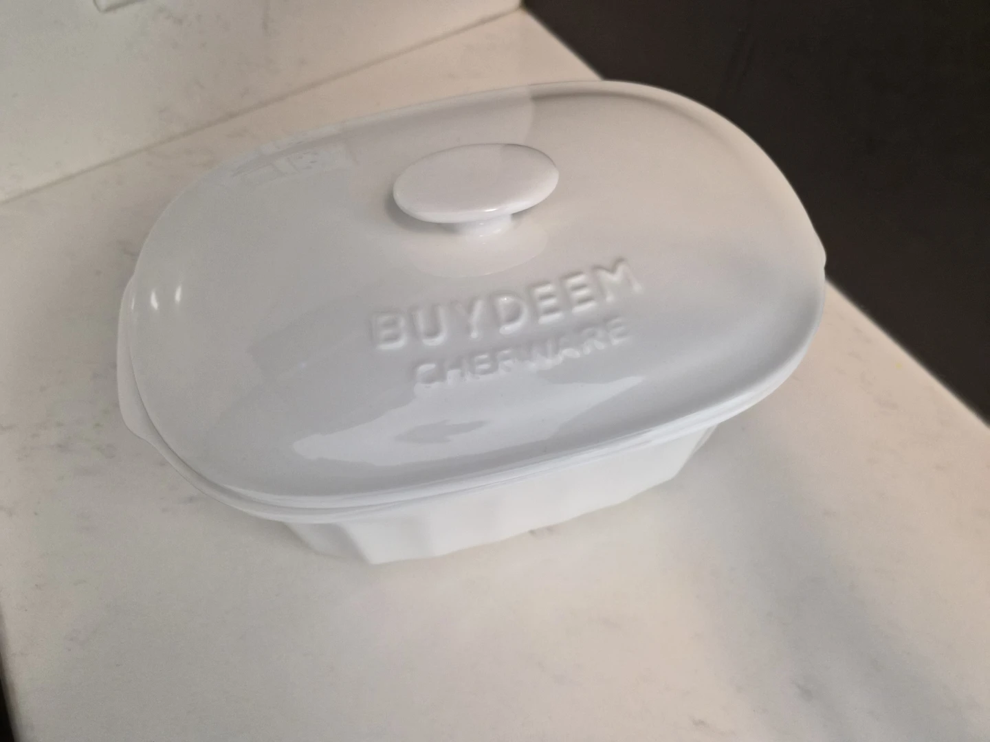 BUYDEEM White Ceramic Oval Casserole Dish with Lid - photo 3
