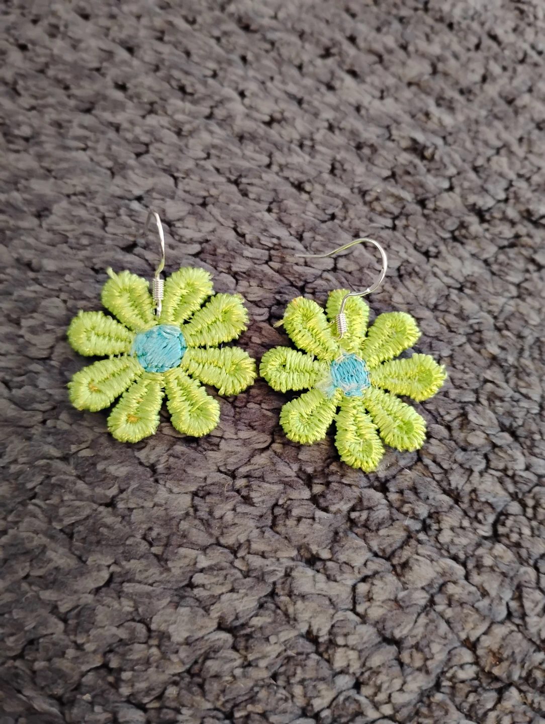 Lime Green Flower Earrings