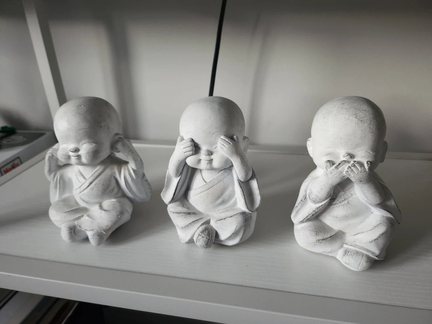 Set of 3 White Monk Figurines