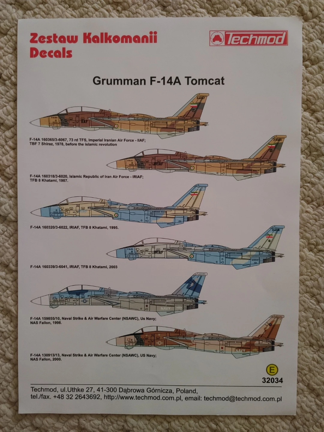 Techmod Decals 1/32 Grumman F-14A Tomcat
