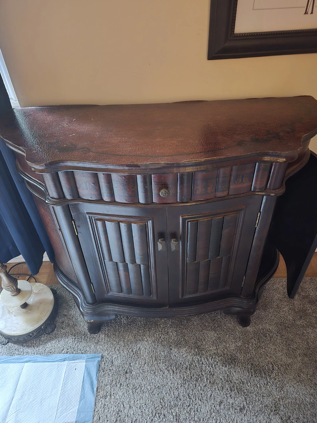 Dark Wood Console Table with Drawer and Doors