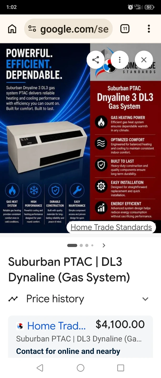 dynaline 3 terminal air conditioner with gas heat