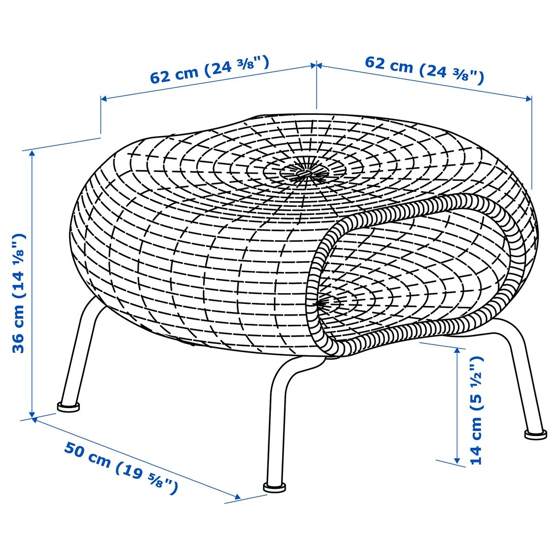 Foot stool/Ottoman wicker - photo 4