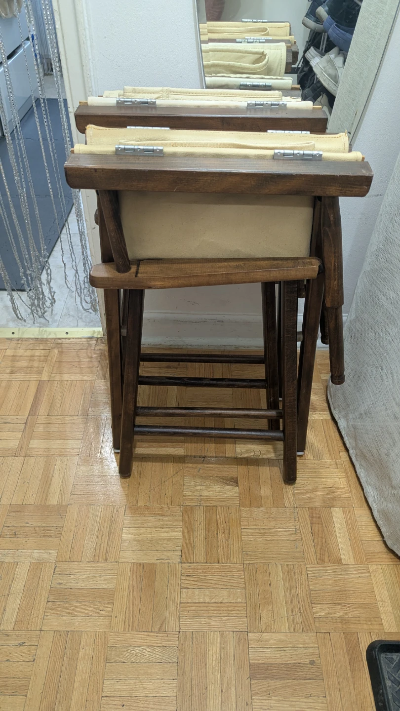 18" Director Chair Stool Folding Oak Frame/Tan Canvas - photo 4