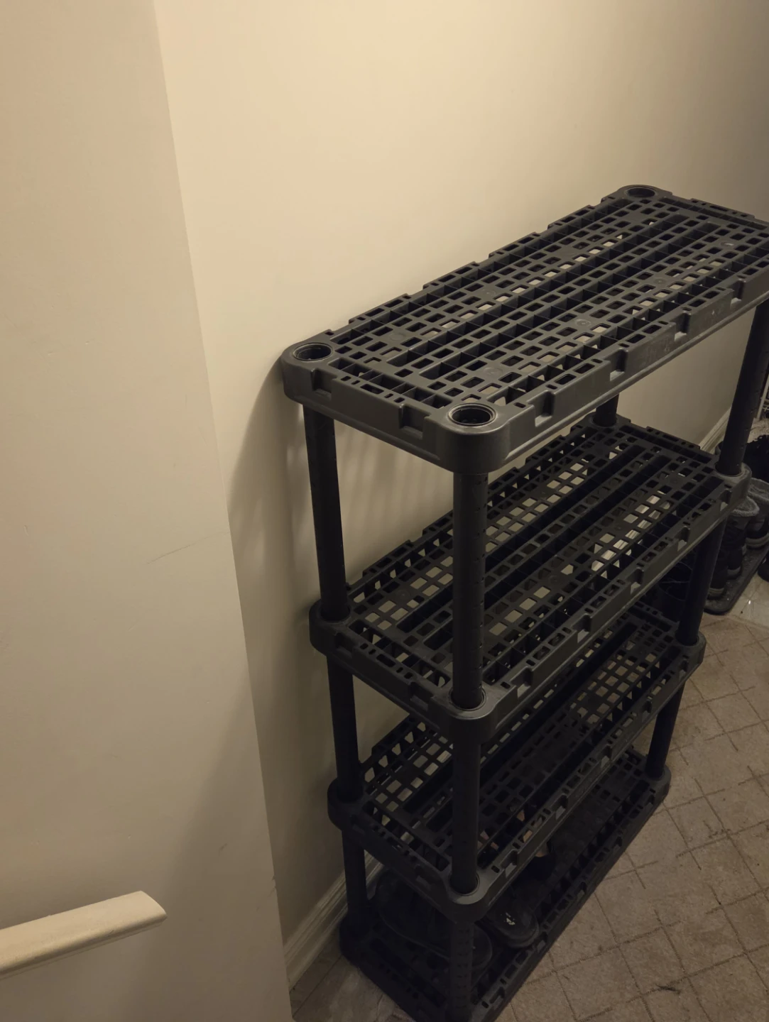 Black 4-Tier Plastic Storage Shelf Unit