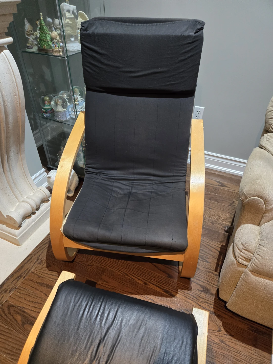 Black Rocker Chair with Ottoman