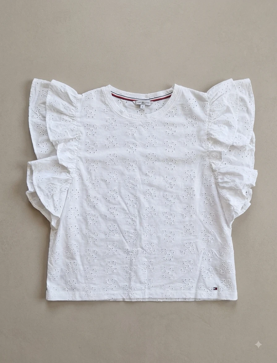 White Tommy Hilfiger Broderie Top