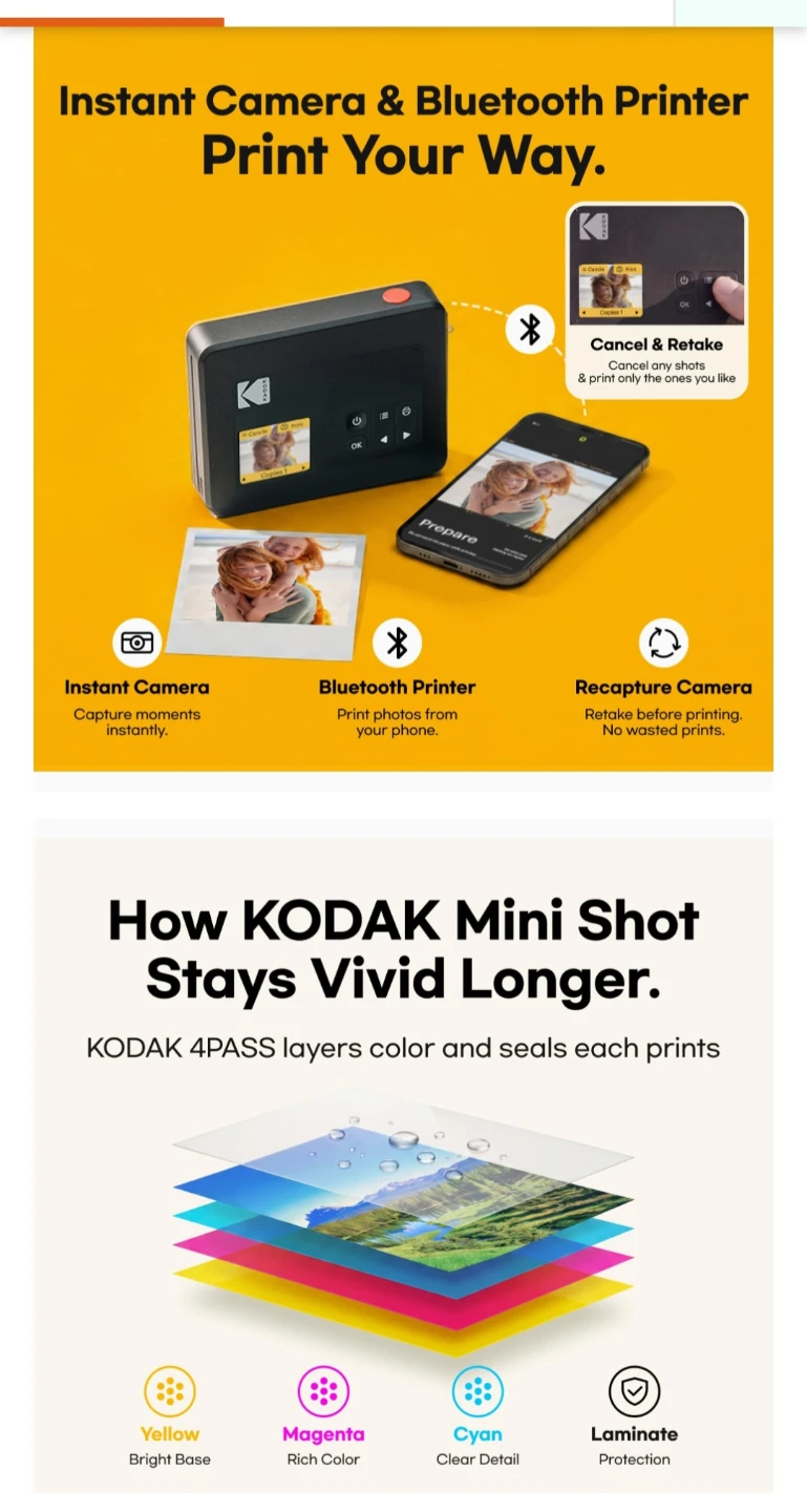KODAK Mini Shot 3 Retro Instant Camera & Printer BUNDLE - photo 4