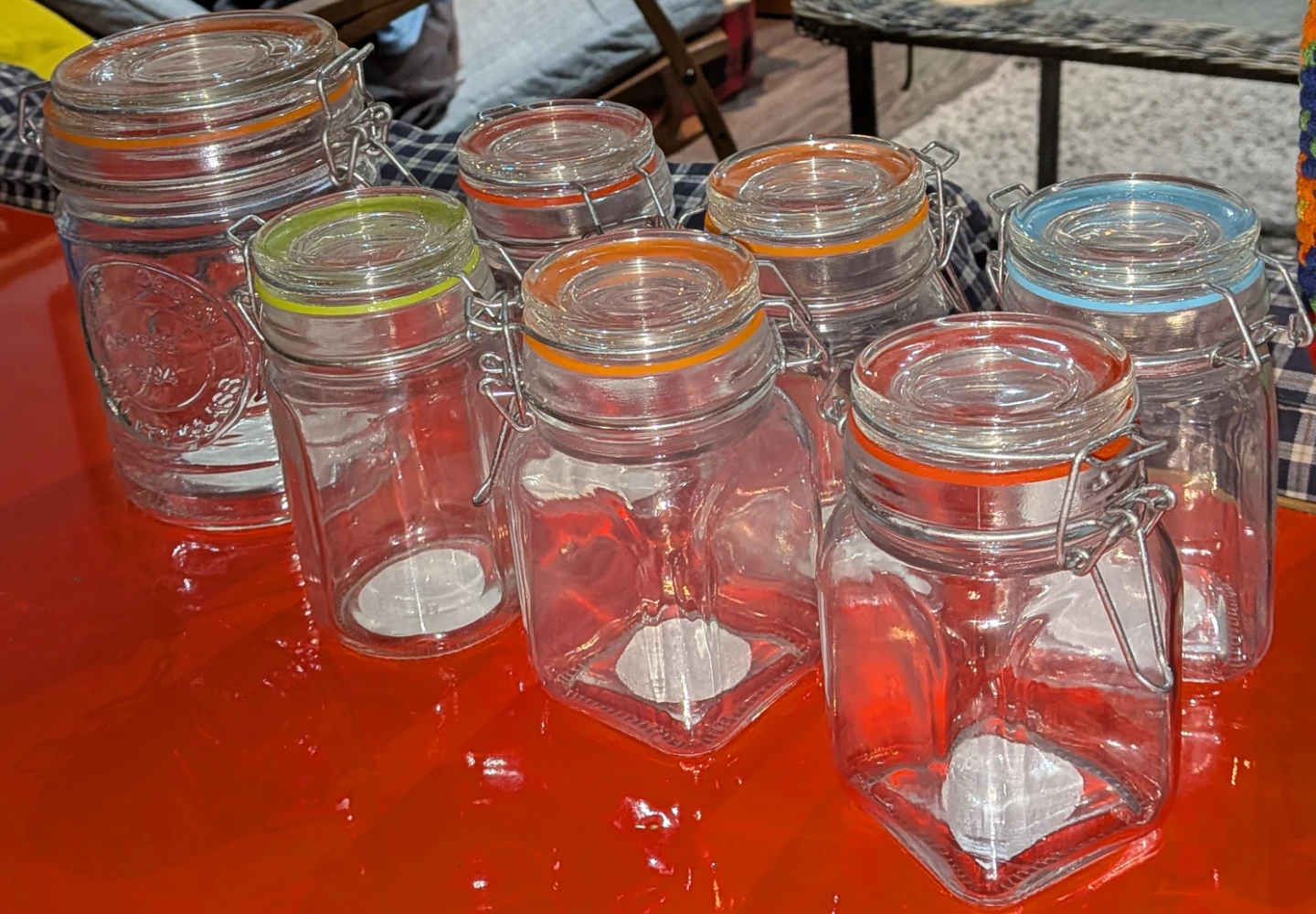Set of 7 Glass Jars with Airtight Lids