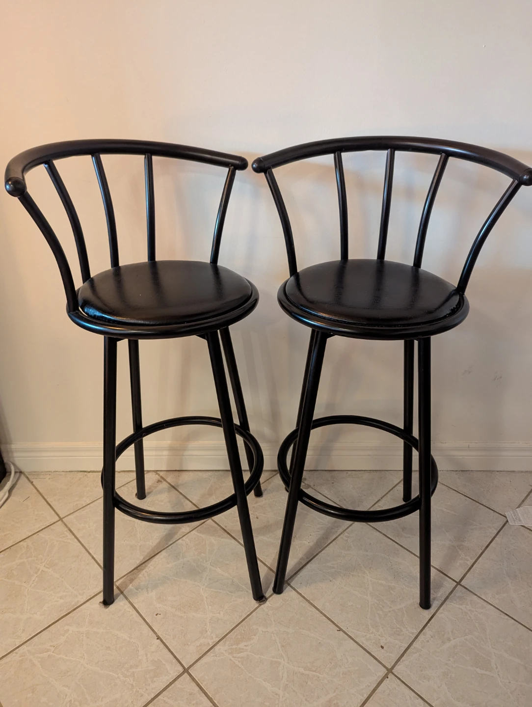Set of 2 Black Metal Bar Stools
