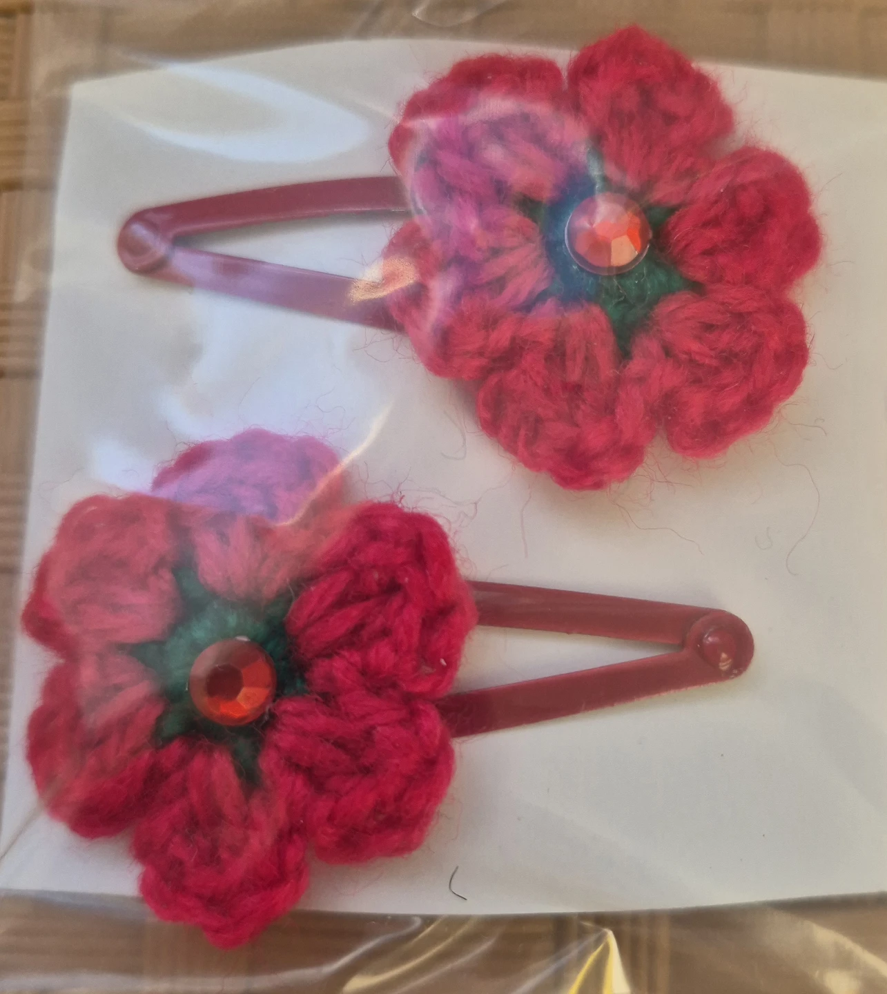 New Handmade Crochet Flower Hair Clips - Set of 2 - photo 2