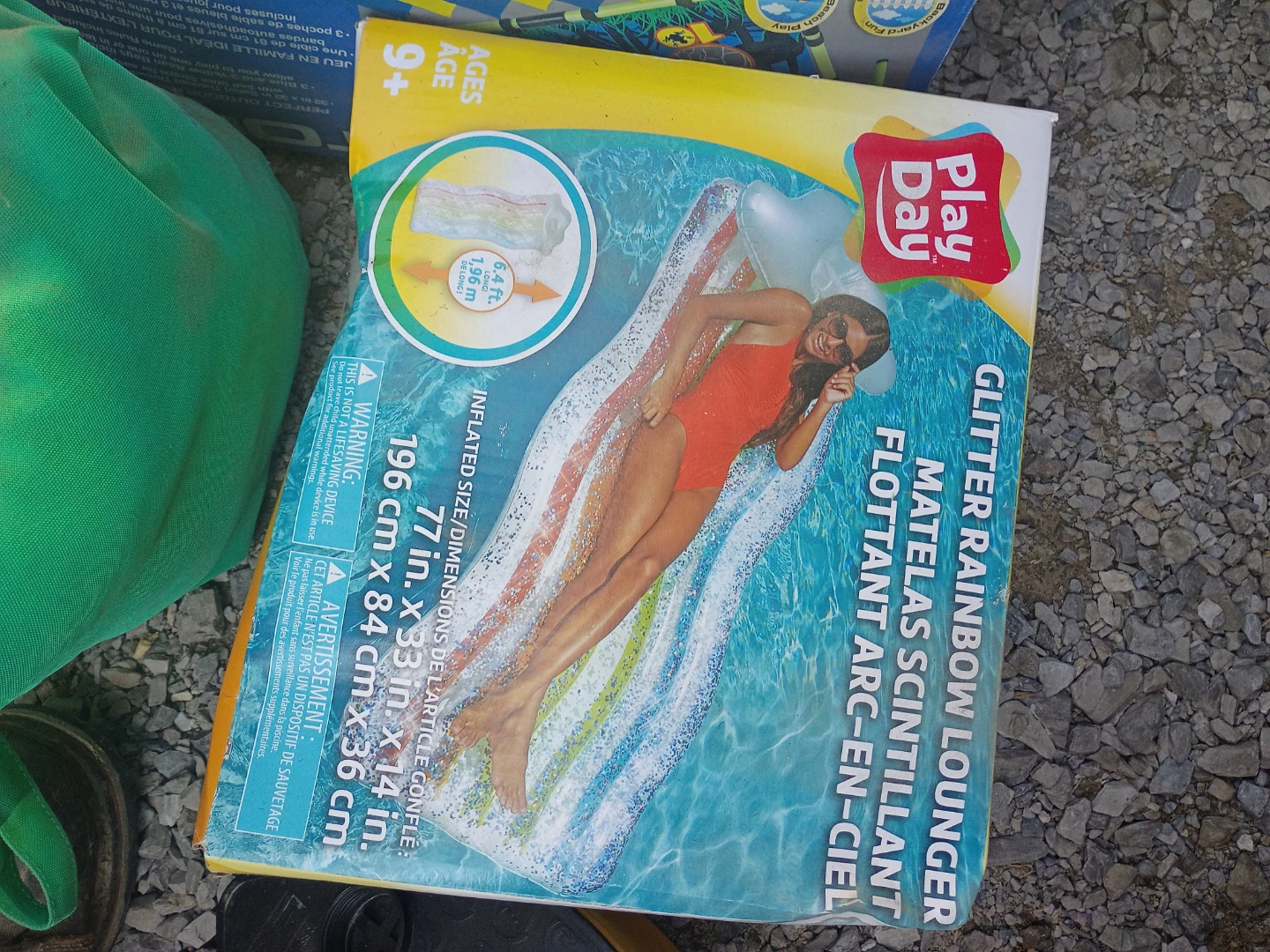 Play Day Glitter Rainbow Lounger Inflatable Pool Float - photo 2
