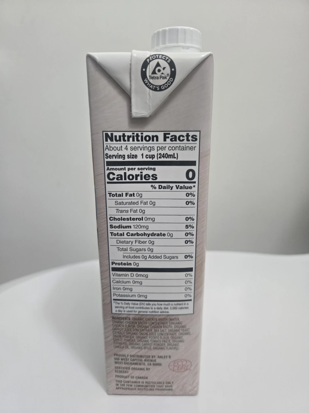 Raley's Organic Chicken Broth Low Sodium 946mL - photo 4
