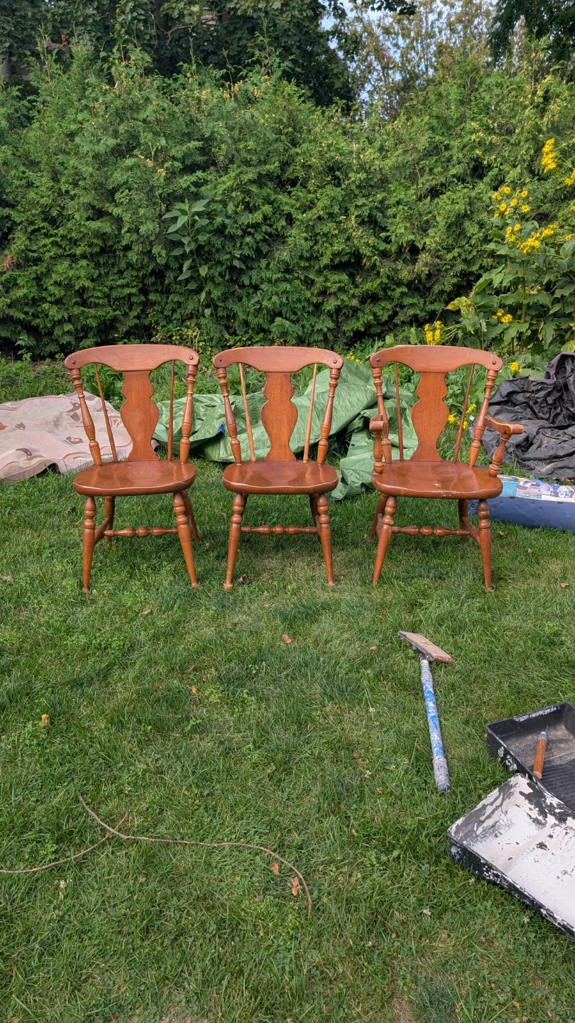 Set of 3 Wooden Dining Chairs