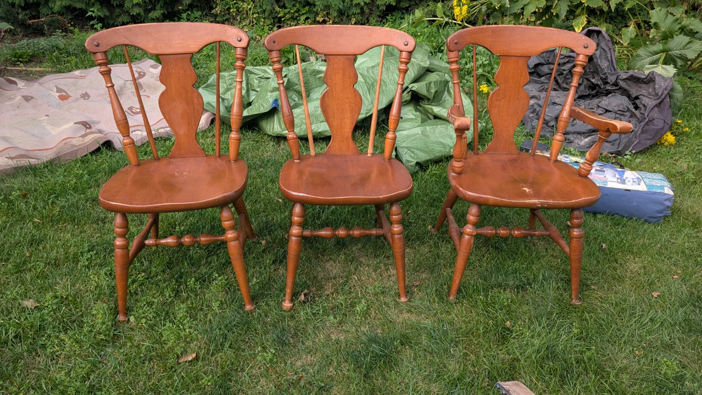 Set of 3 Wooden Dining Chairs - photo 2