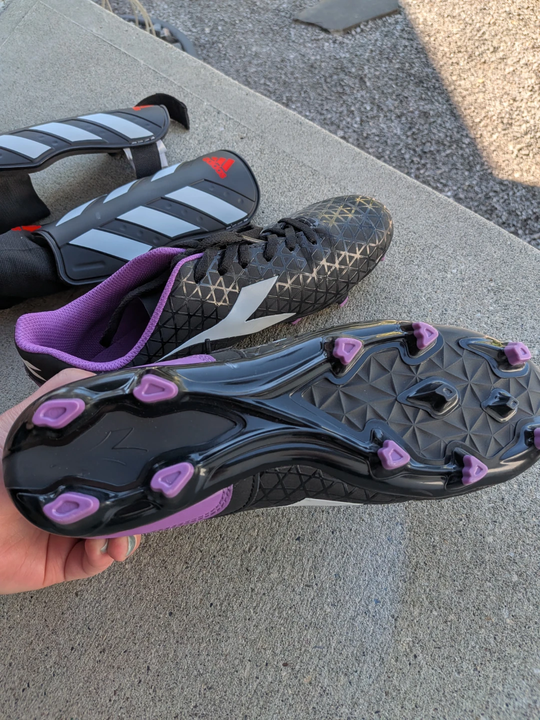 Diadora Women's Soccer Shoes & Adidas Soccer Shin Guards