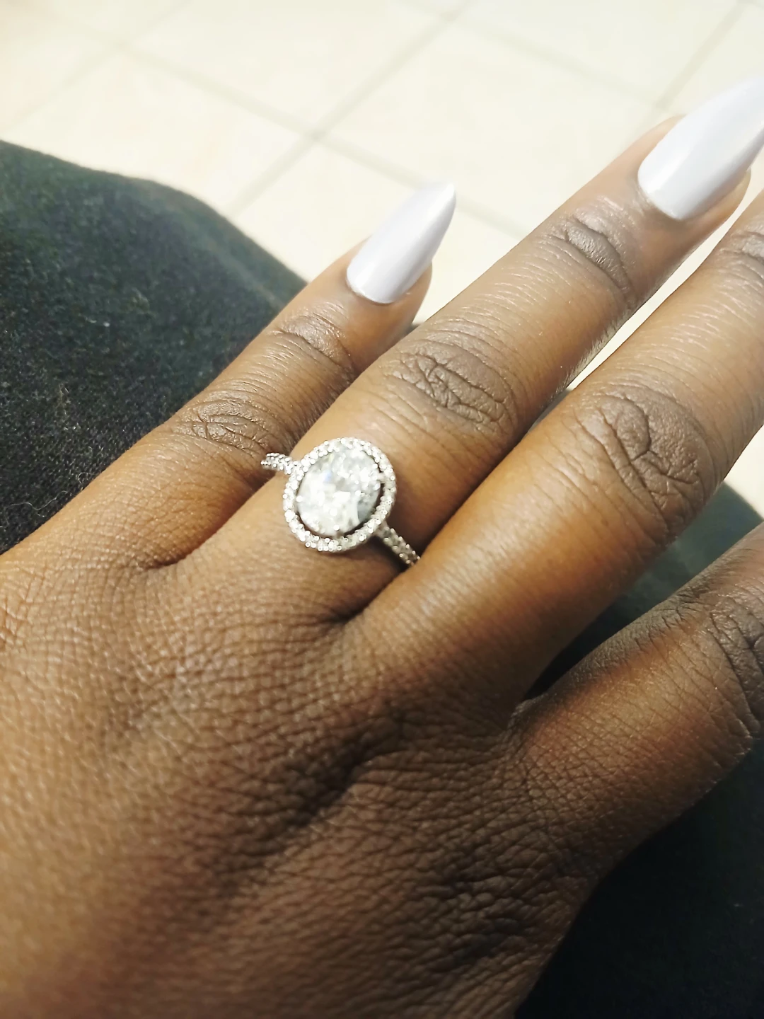 Oval Cut Engagement Ring with Halo - photo 3
