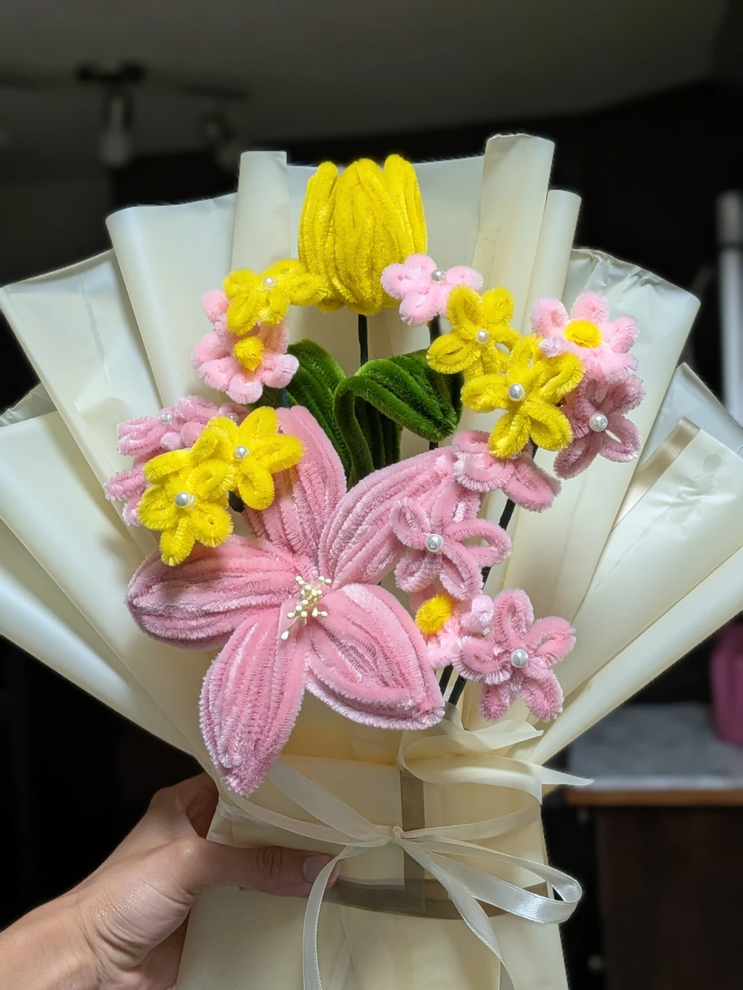 Nush customized Pipe Cleaner Flower Bouquet - Pink, Yellow - photo 3