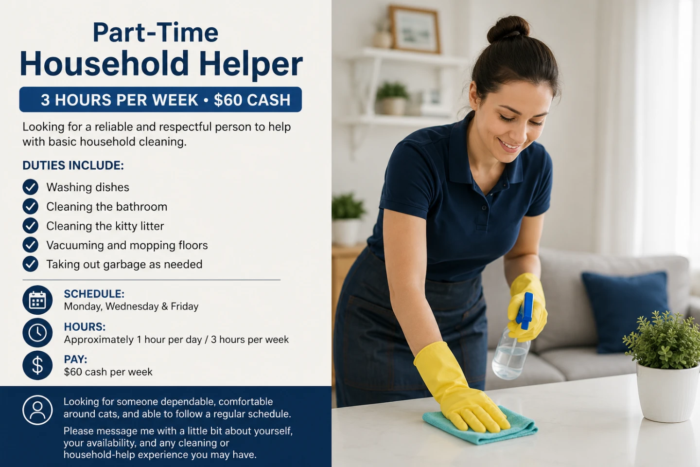 Part-Time Household Helper - 3 Hours/Week