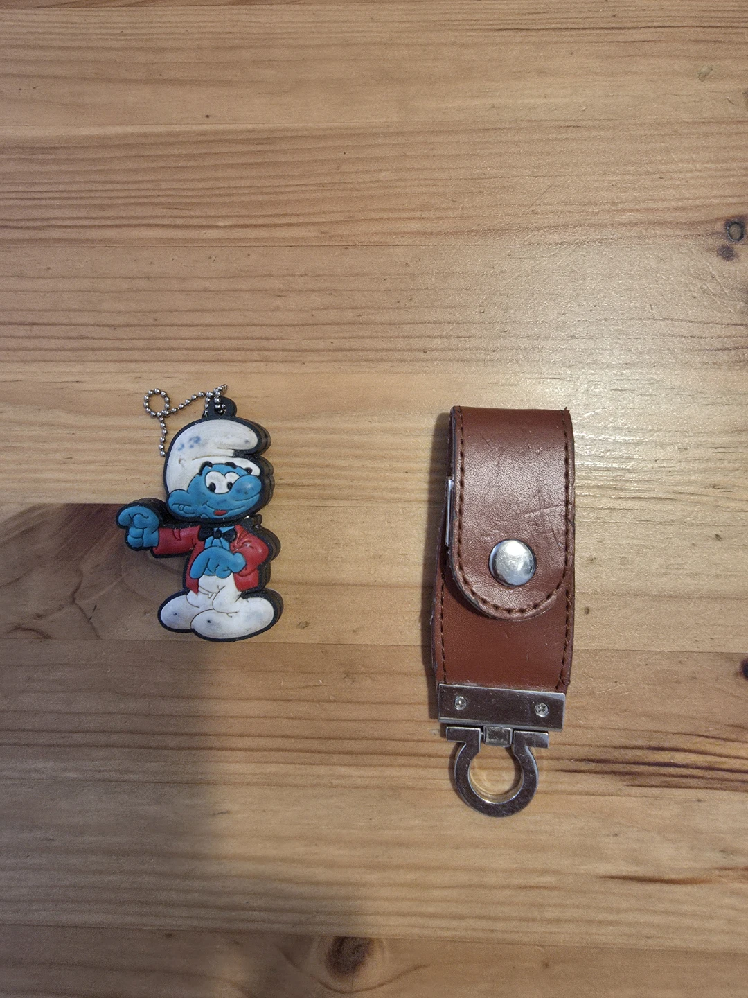 Smurf  brown leather memory sticks