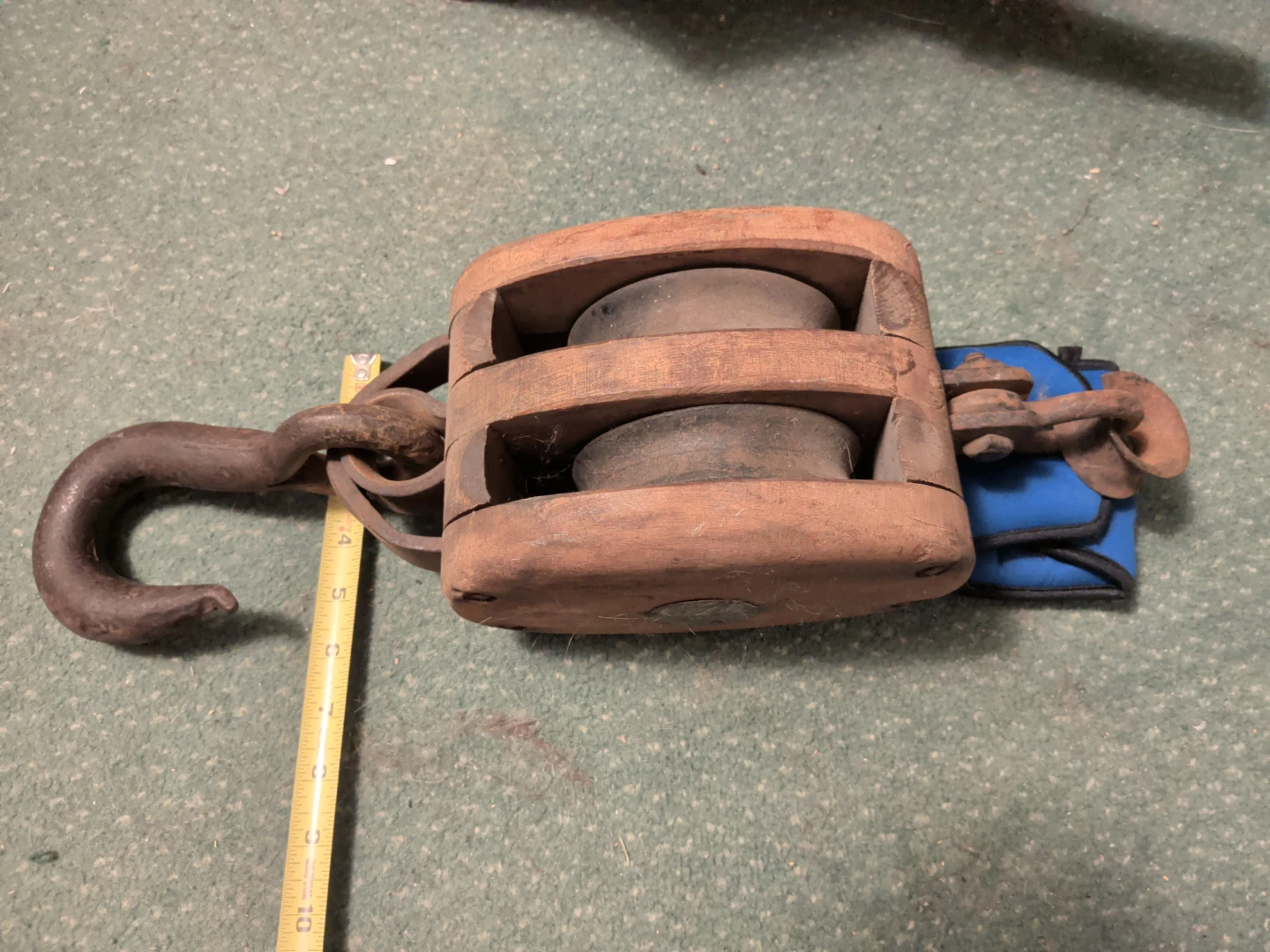 Vintage Double Pulley Block with Hook - photo 3