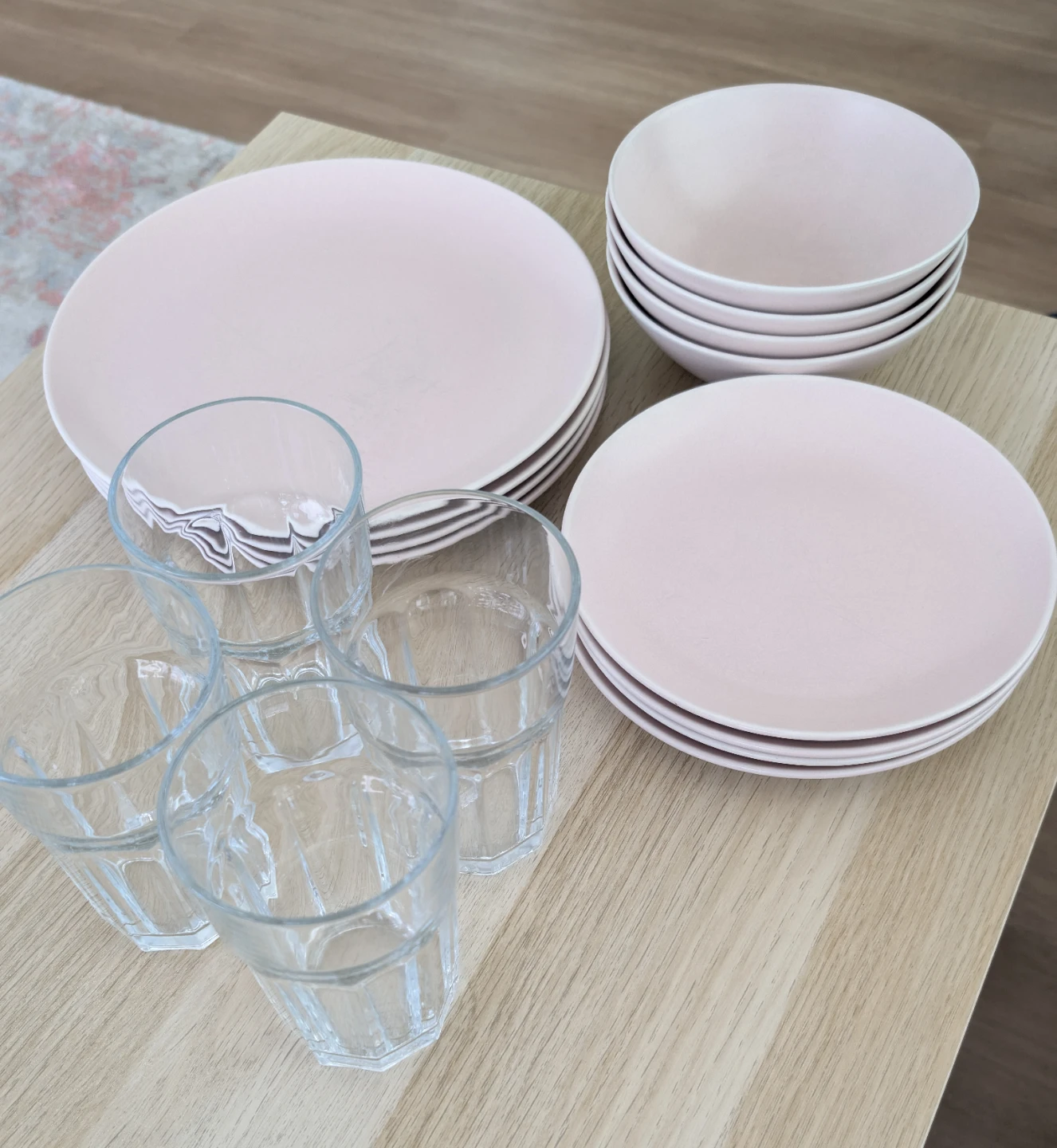 Blush Pink Dinnerware Set + Glass Tumblers (4-person) - photo 2
