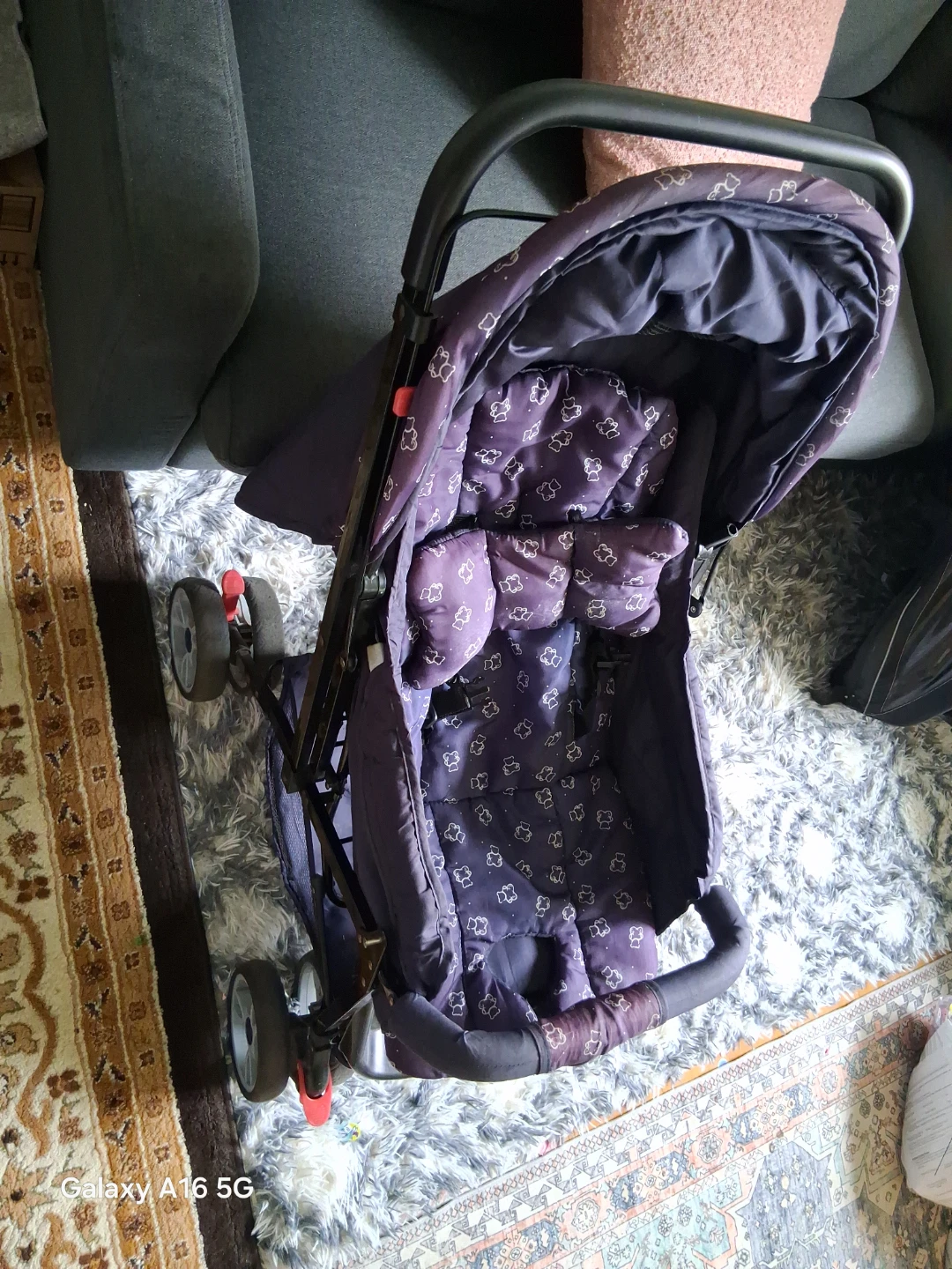 Babyhug Purple Stroller with Cloud Pattern - photo 3