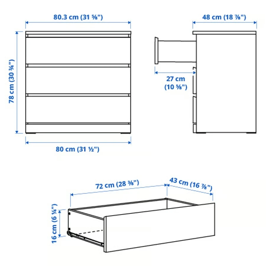 Black 3-Drawer Dresser - photo 2