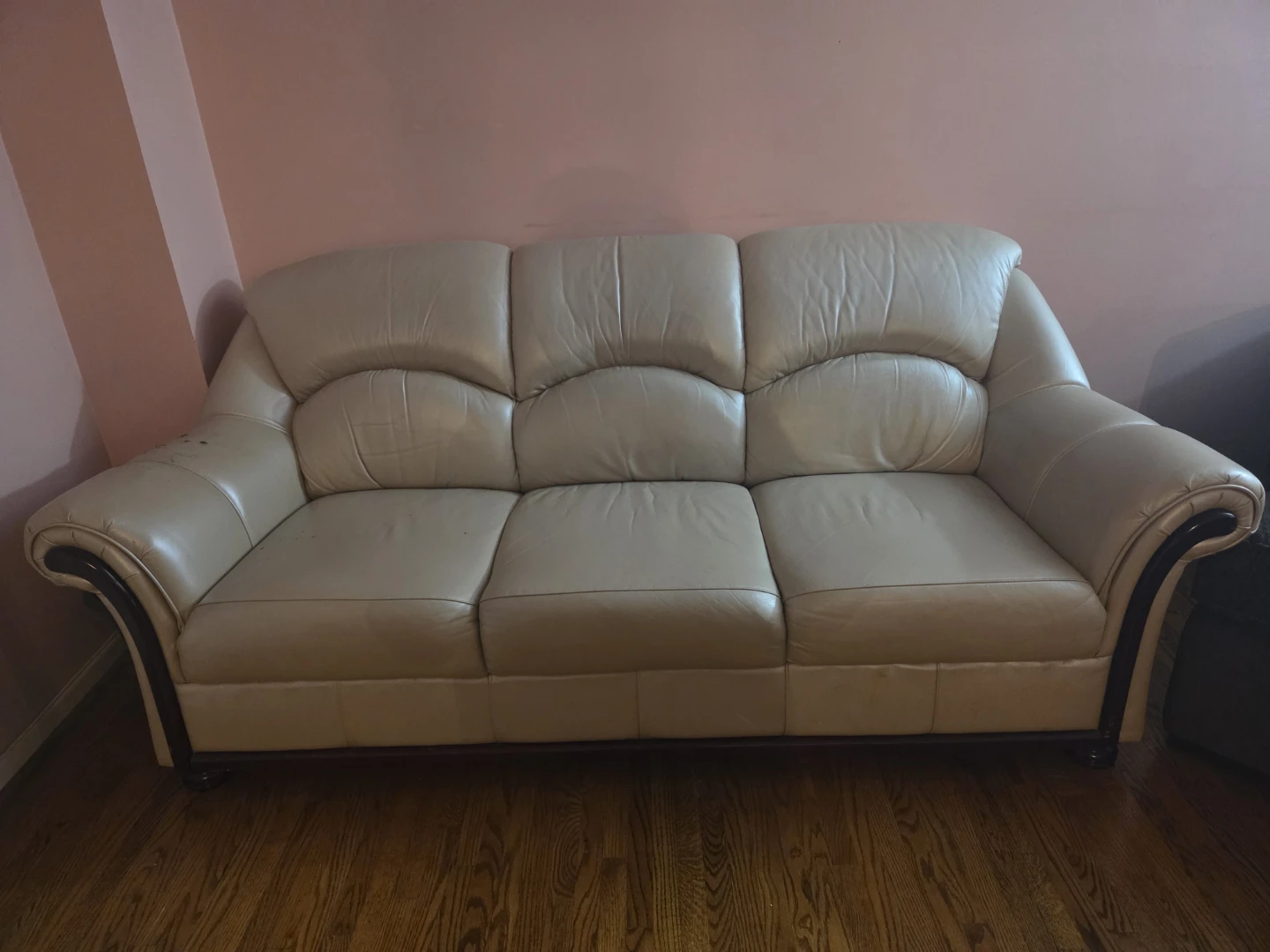Beige Leather Sofa