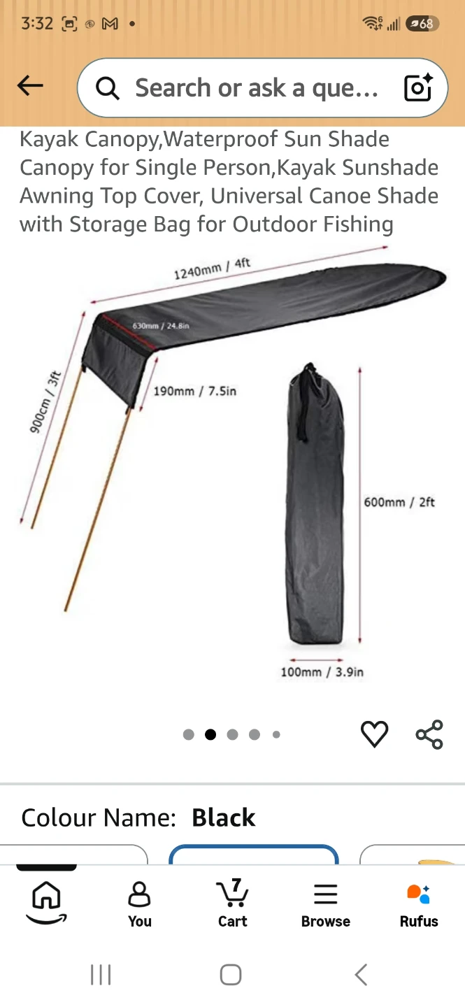 Black Kayak Canopy Sunshade Never Used  Costs $59 plus tax - photo 2