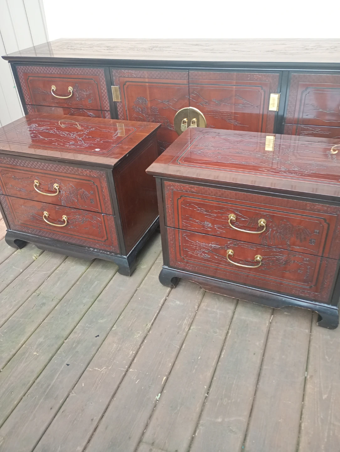 Vintage Asian Style Dresser with Matching Nightstands - photo 5