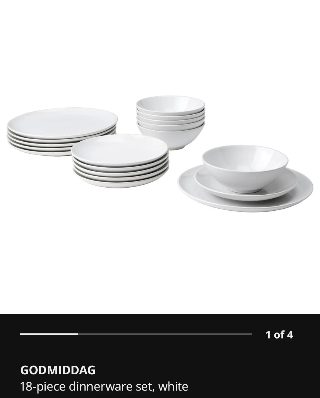 IKEA GODMIDDAG 18-Piece Dinnerware Set - White - photo 3
