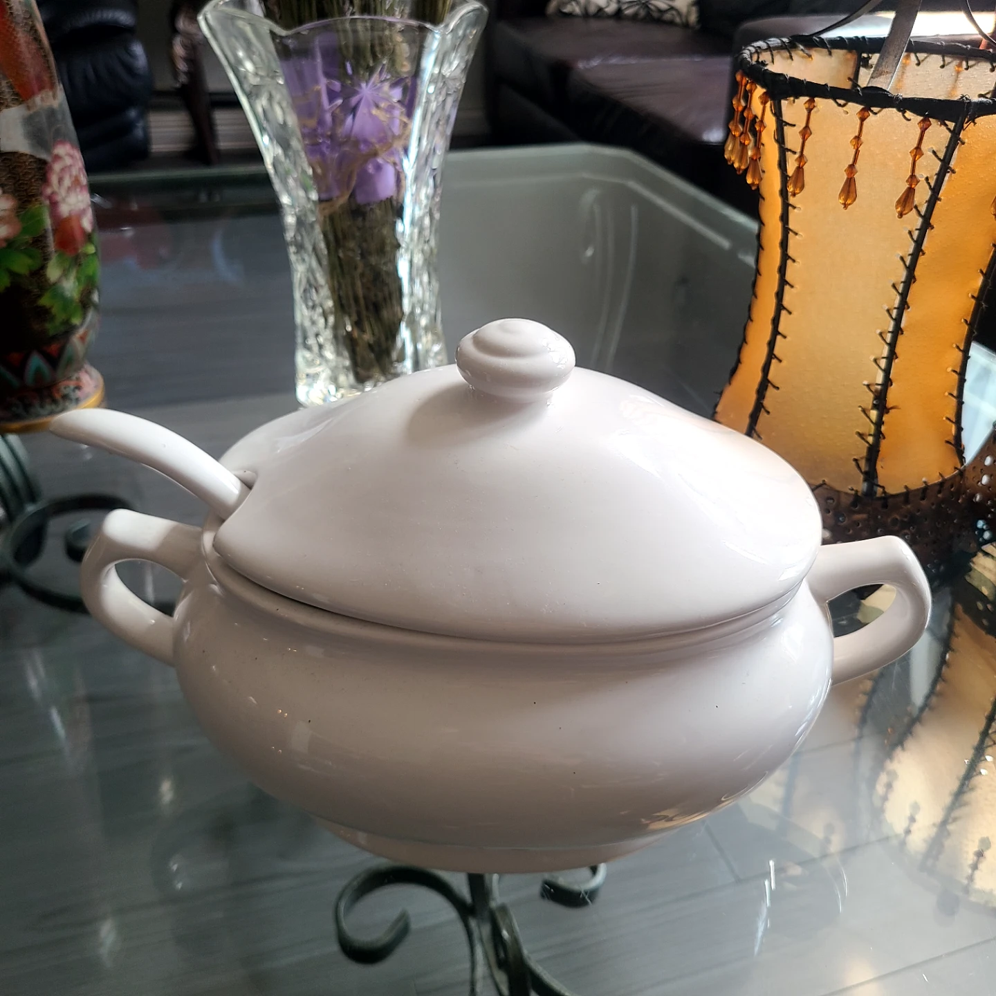White Soup Tureen with Ladle