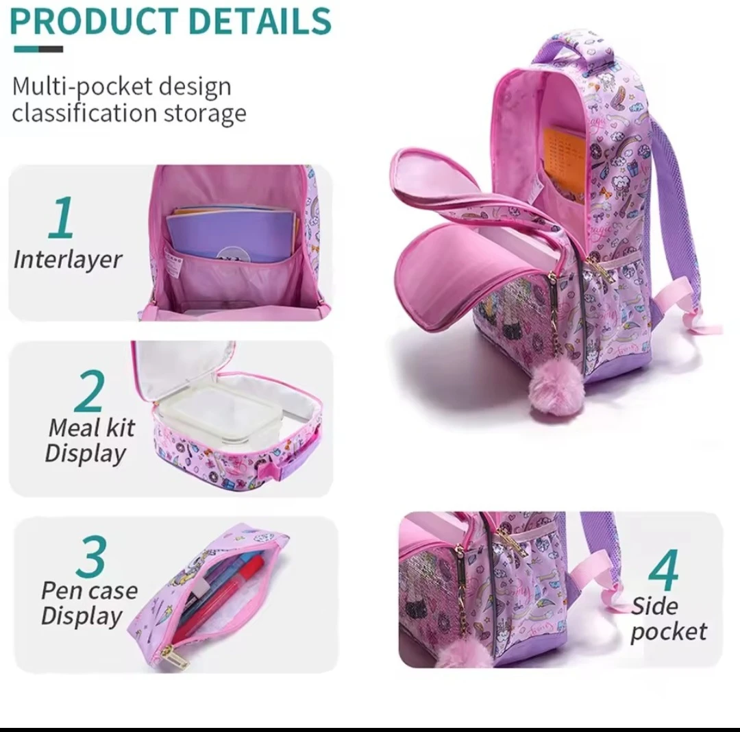 Kids Unicorn Backpack with Lunch Bag and Pencil Case - photo 2
