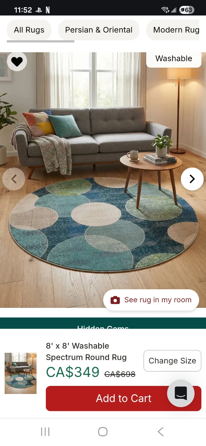 8' x 8' Washable Round Rug - photo 3