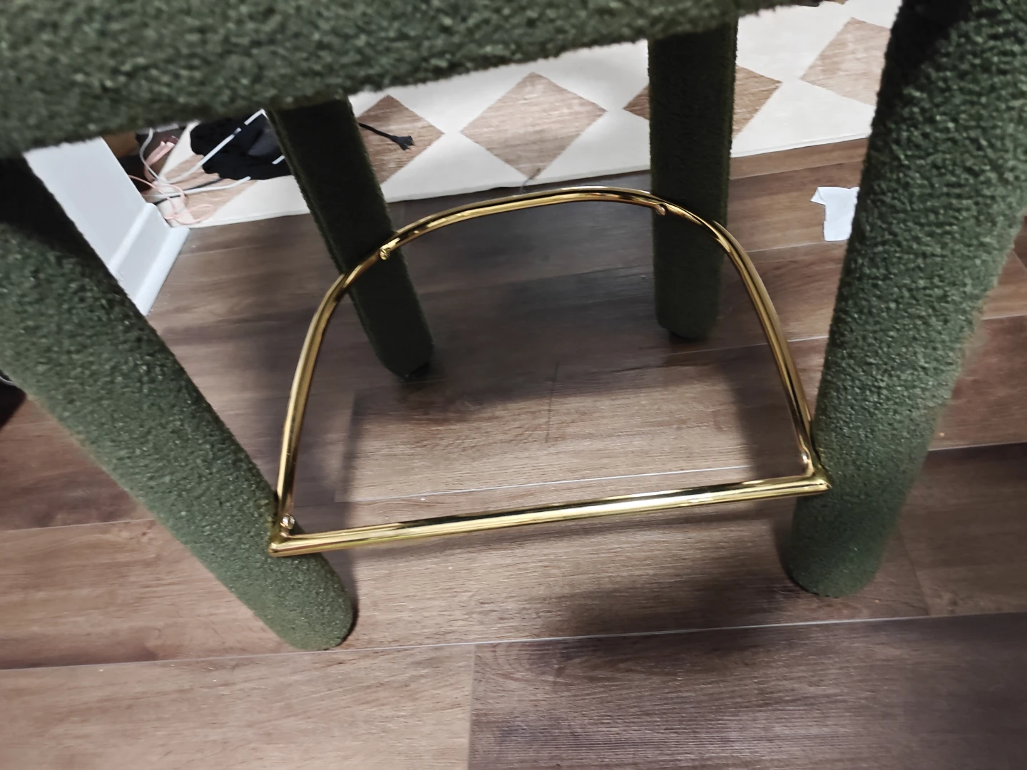 Green Boucle Counter Stool with Gold Footrest - photo 5