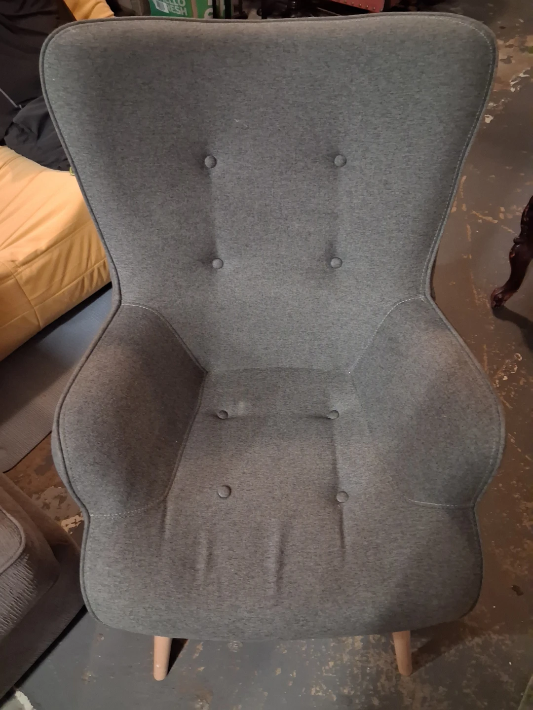 Gray Accent Chair with Wooden Legs - photo 2