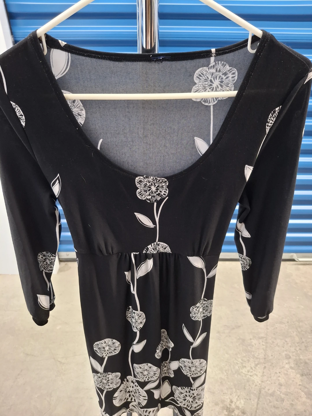 Black floral print long sleeve dress
