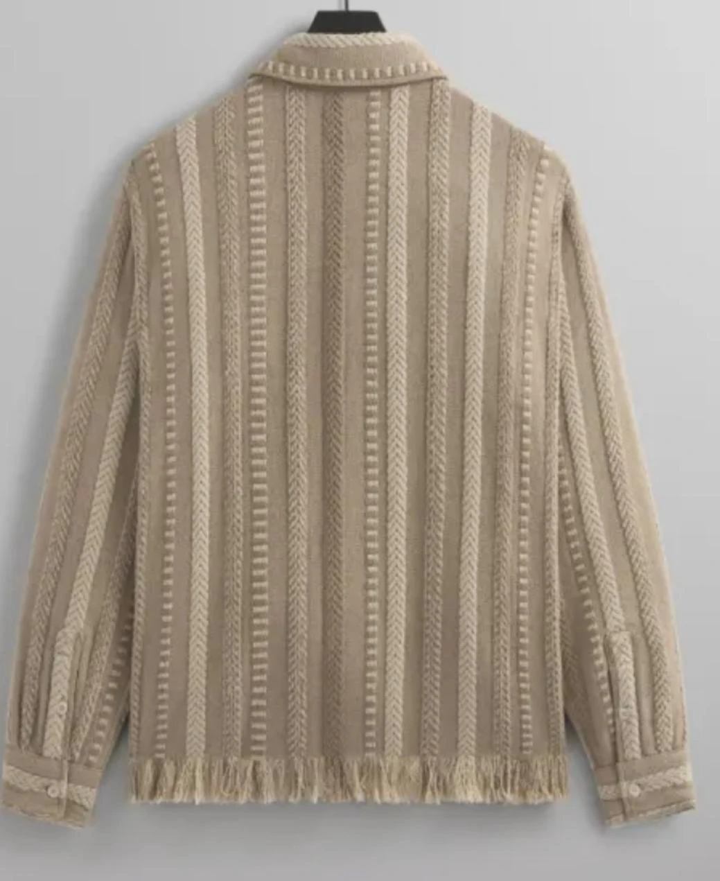 Kith Mixed Stripe Tweed Boxy Collared Overshirt - Size L - photo 2