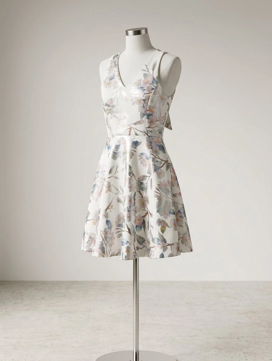 Rare Editions White Floral Print Fit & Flare Dress