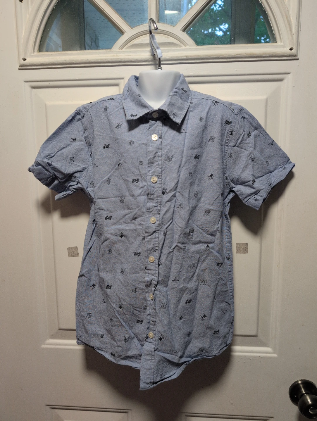 Tag blue cactus print short sleeve shirt size 12